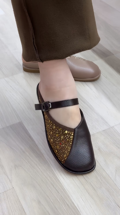 Sparkle Strap Rhinestone Slide Sandals