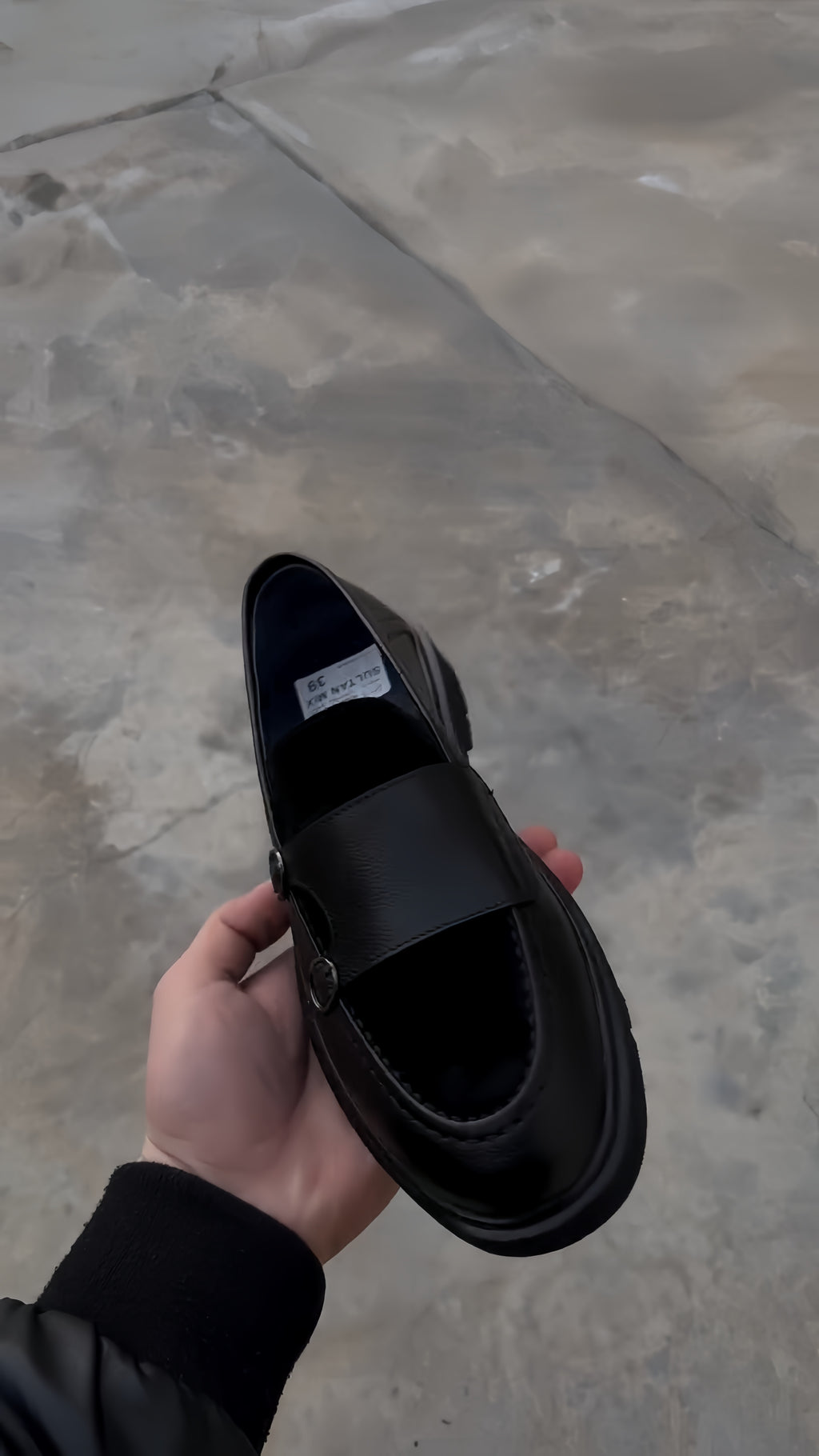 Navy Suede & Leather Buckle Strap Loafers