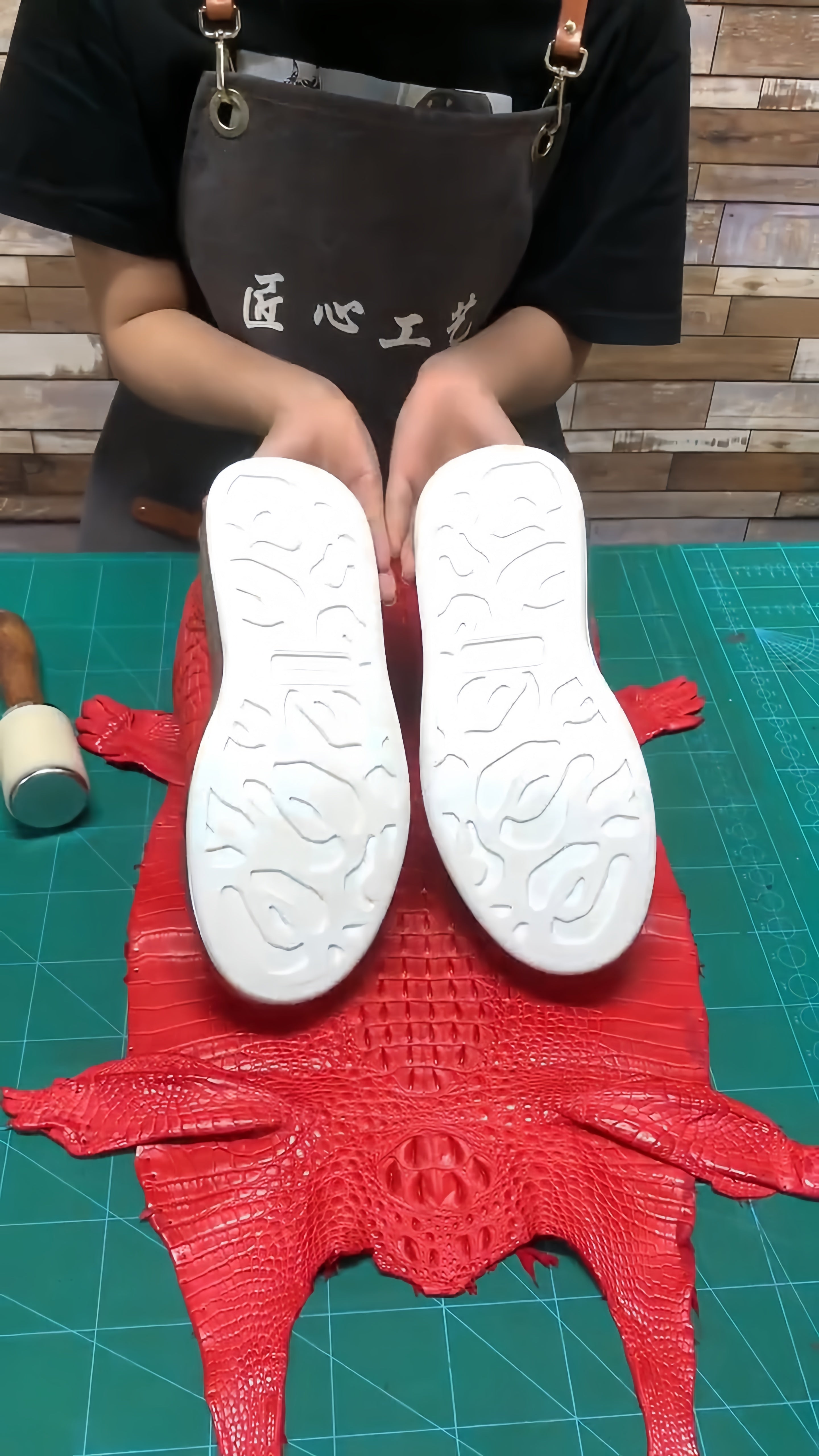 Luxury Crocodile Embossed Red Leather Sneakers, Men's Premium Business Shoes
