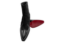 Men's Velvet Patchwork Suede Pointed Side Red Bottom Boots