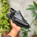 Vintage Cut Out Leather Sandals Men Casual Buckle Strap Summer Loafer Sandals