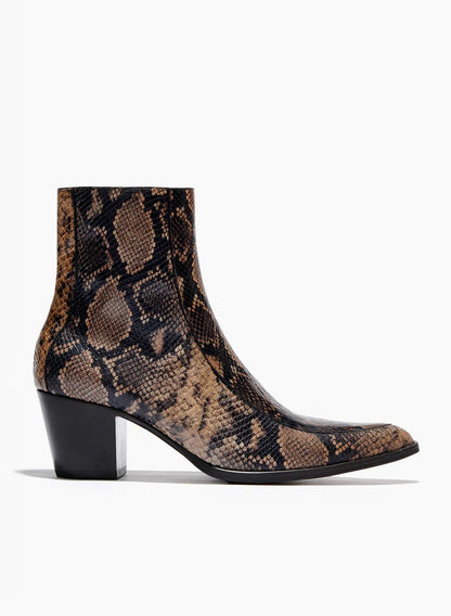 Men's Snake Pointed Thick Heel Stretch Side Cloth Autumn And Winter Fashionable Boots