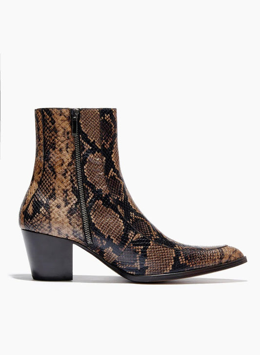 Men's Snake Pointed Thick Heel Stretch Side Cloth Autumn And Winter Fashionable Boots