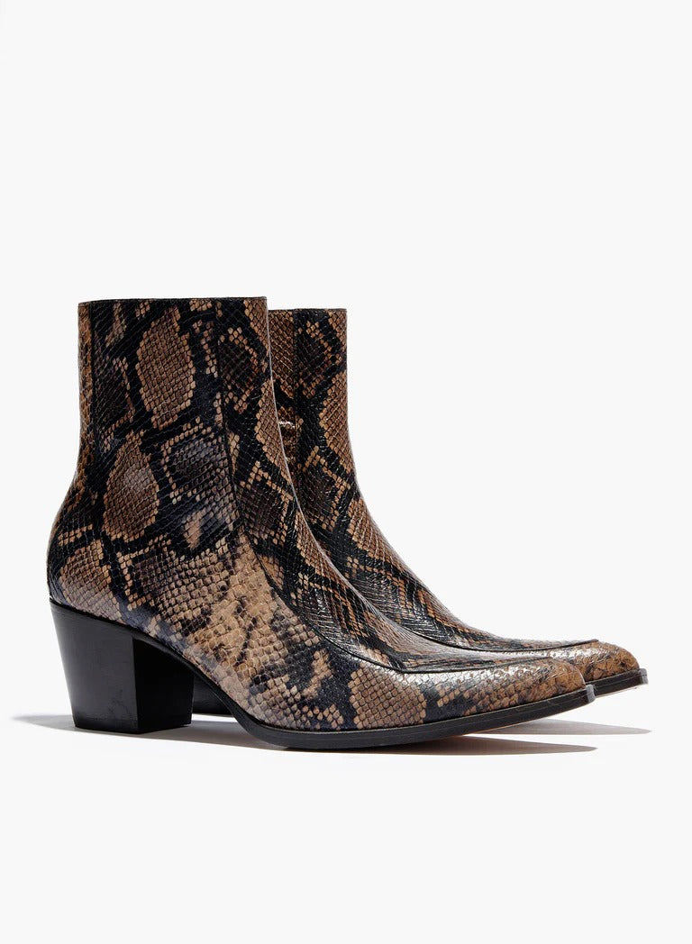 Men's Snake Pointed Thick Heel Stretch Side Cloth Autumn And Winter Fashionable Boots