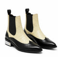 Men's Croc Print Patchwork Leather Metal Heel Chelsea Ankle Boots