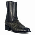 Men's Crocodile Embossed Leather Western Chelsea Boots, Block Heel Mid Calf Cowboy Ankle Boots