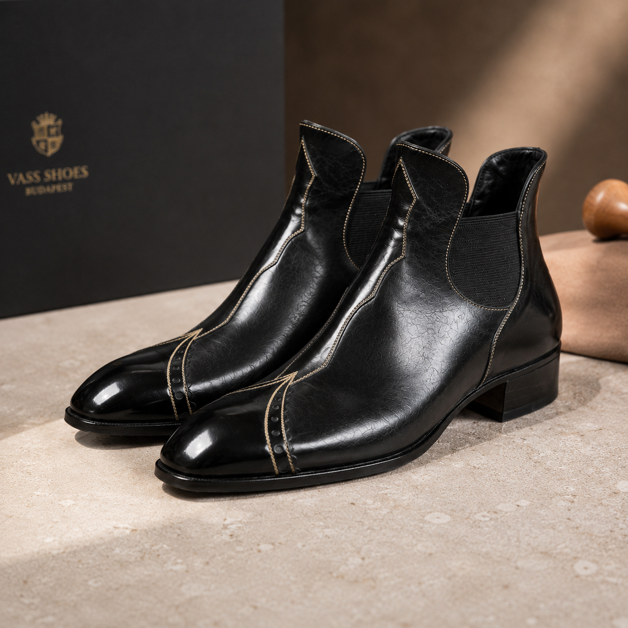 Black Blackline Point-Toe Chelsea Booties
