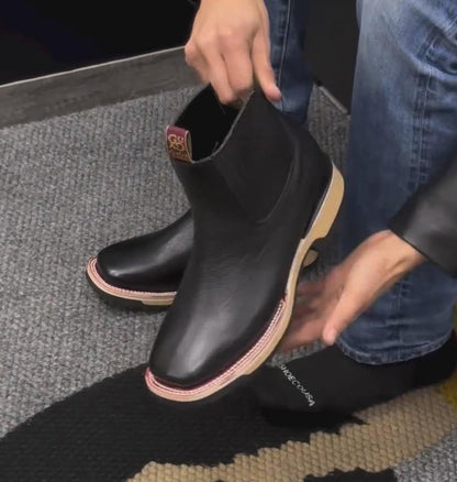 Classic Pure Black Cowhide Boots