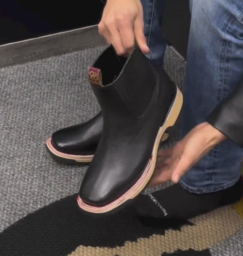 Classic Pure Black Cowhide Boots