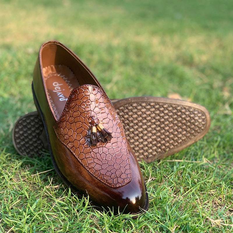 The Brown Textured Shoes