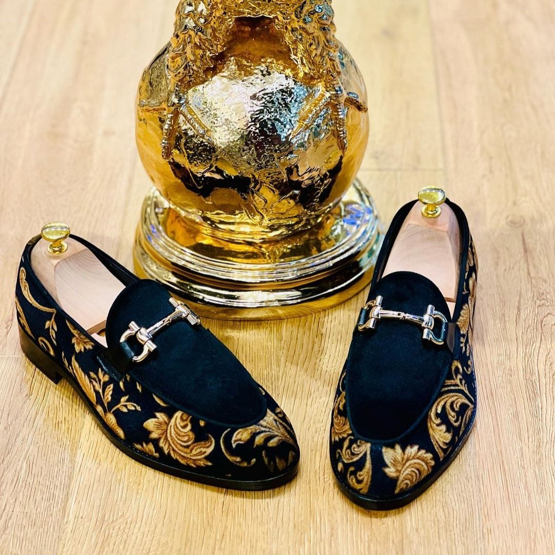 Floral Suede Men's Shoes