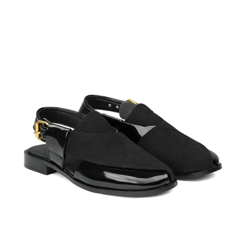Black Suede & Patent Peshawari DD20