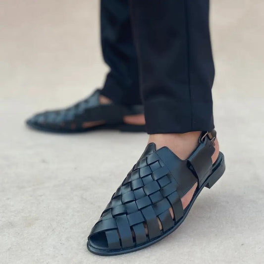 LE Pure Leather Handmade Woven Black-303