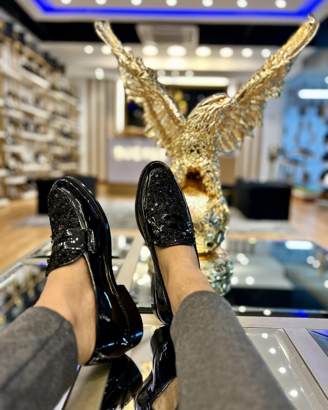 Sequins Patent Leather Men's Shoes