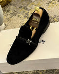 Black Velvet and Rhinestone Shoes