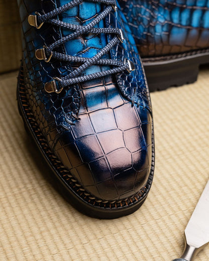 Lincoln Alligator Loafer - Ice Blue Patina
