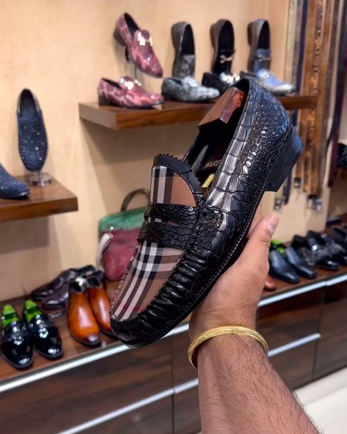 Crocodile Scaled Spectator Penny Loafers