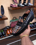 Crocodile Scaled Spectator Penny Loafers