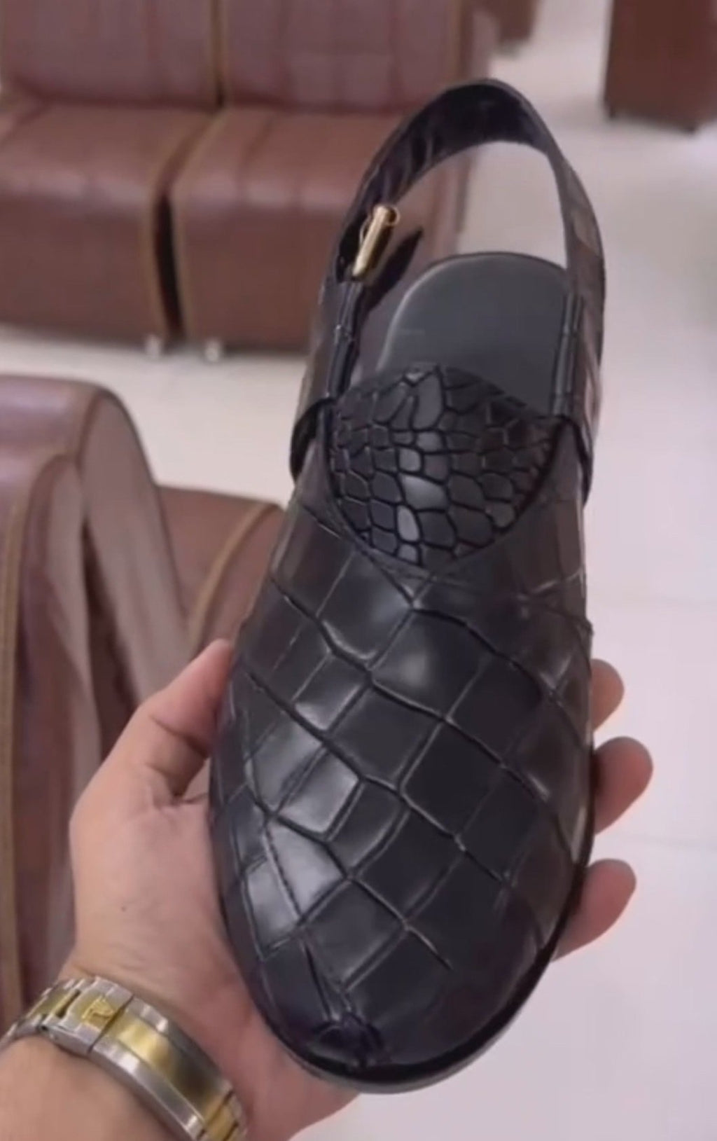 Vintage Crocodile Leather Sandals