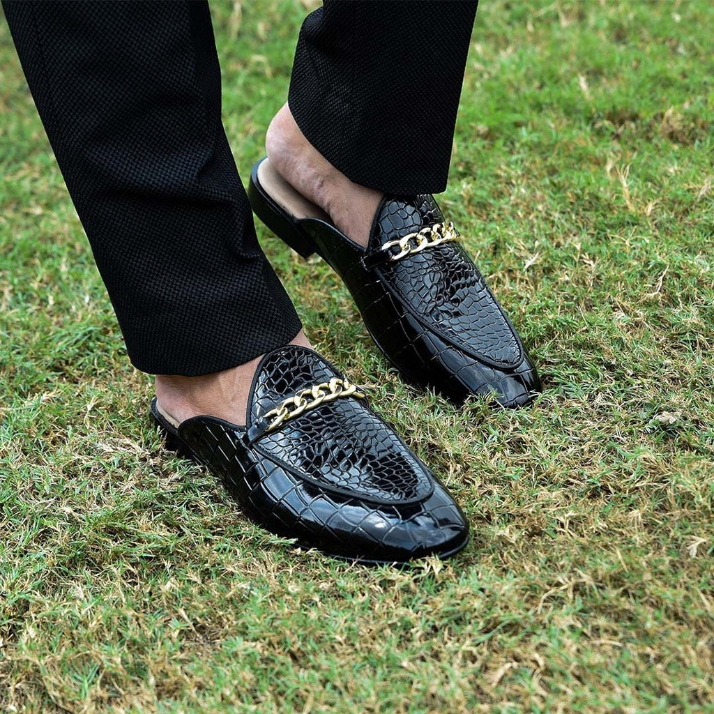 Pure Leather Handmade Mules-133 Black