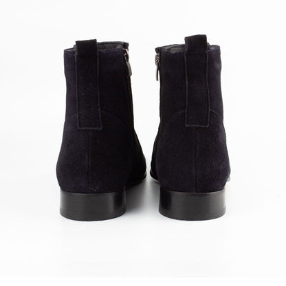 Raphael Navy Blue Men's Chelsea Genuine Suede Leather Boots