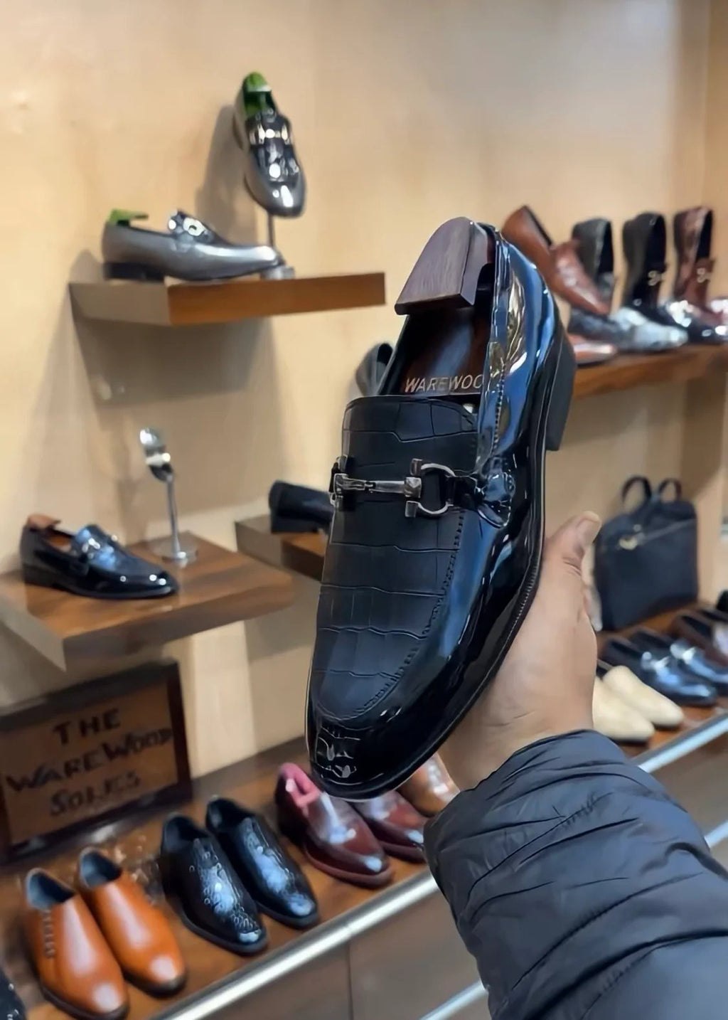Matt Black Crocodile & Patent Moccasins