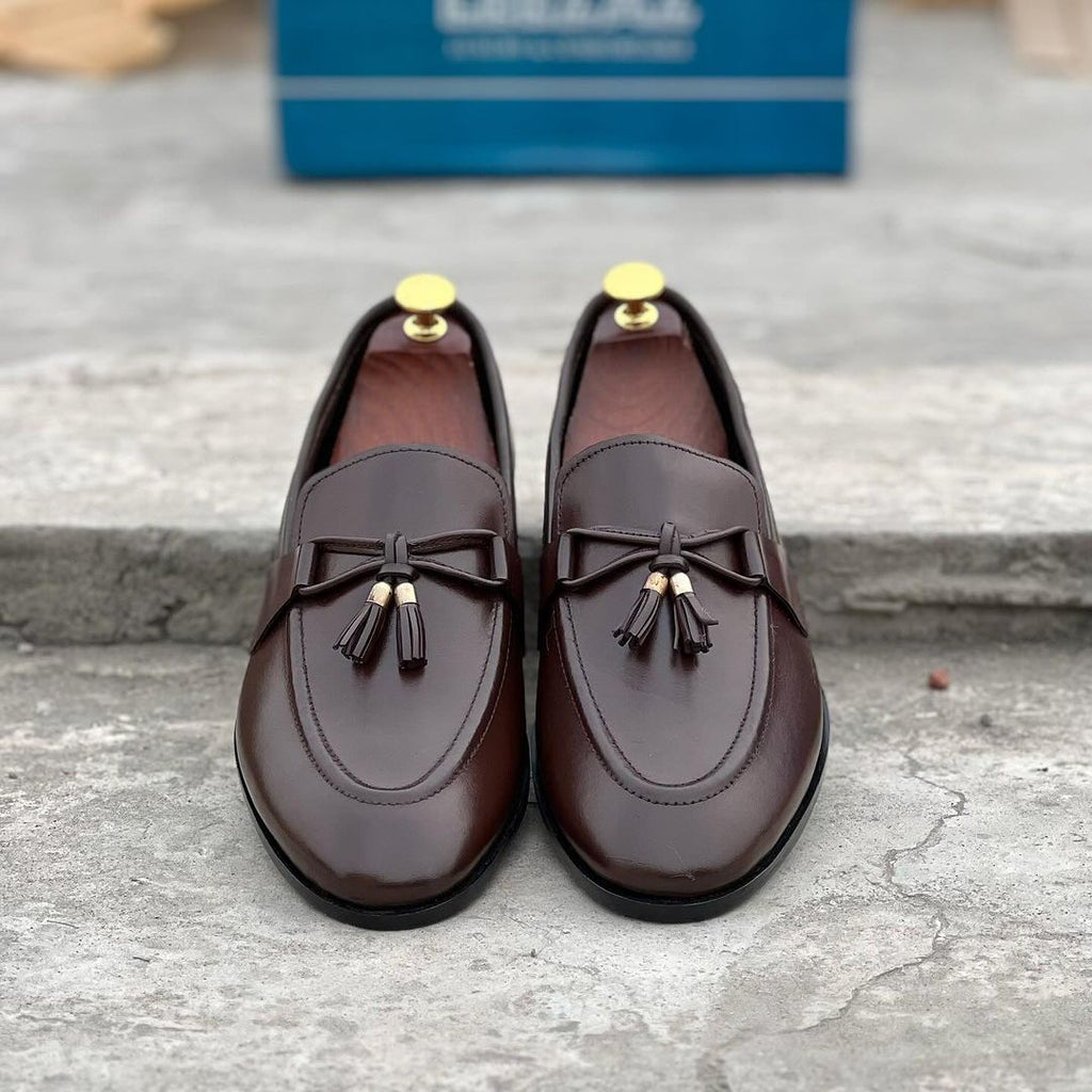 Brown/Black Leather Loafer Shoes-103