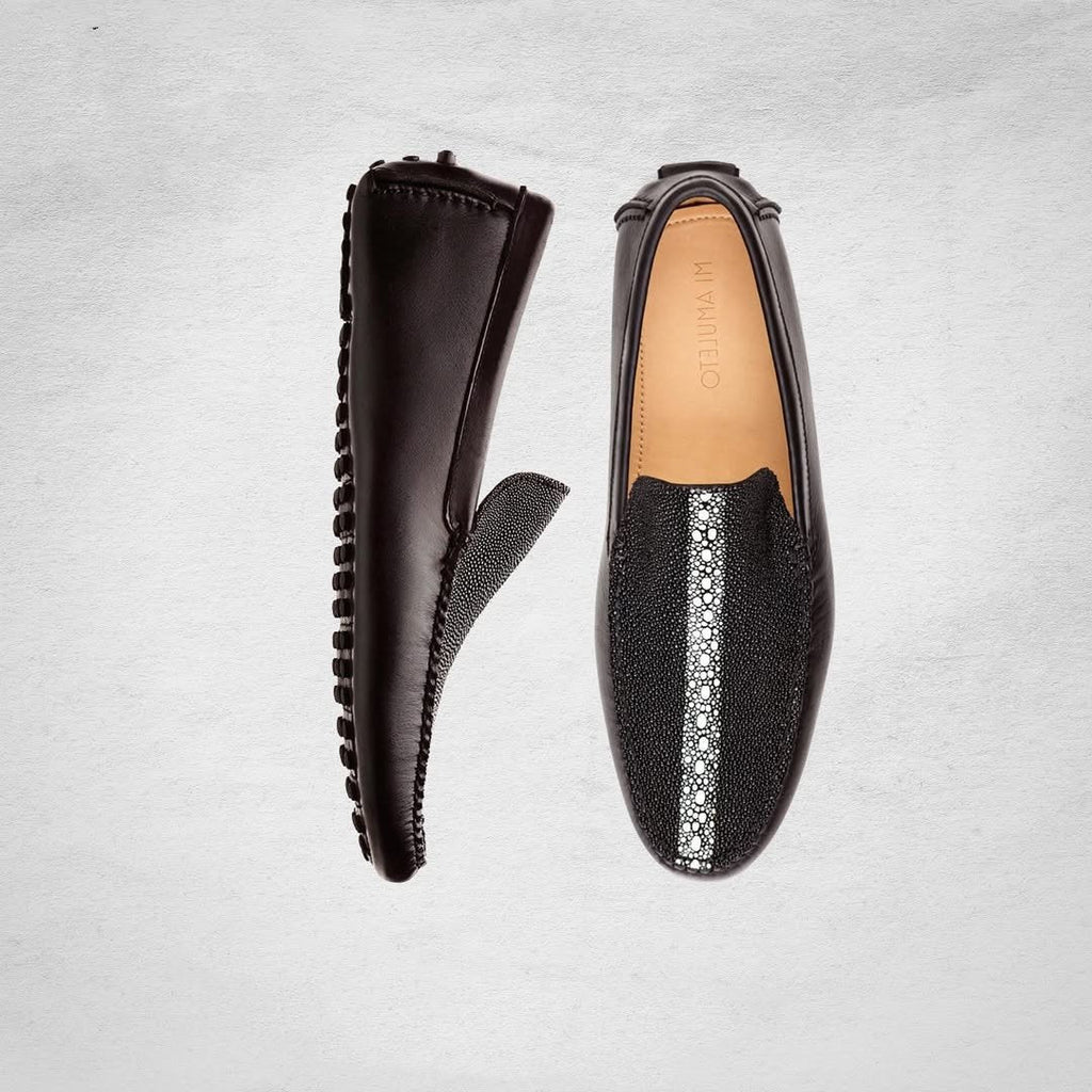 Moccasin Type With Stingray Leather And Cowhide