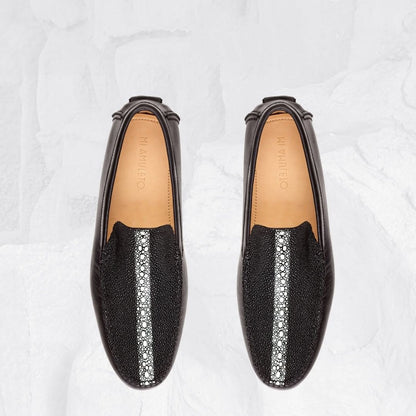 Moccasin Type With Stingray Leather And Cowhide