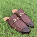 Hand Stitched Movik Brown Textured Mules