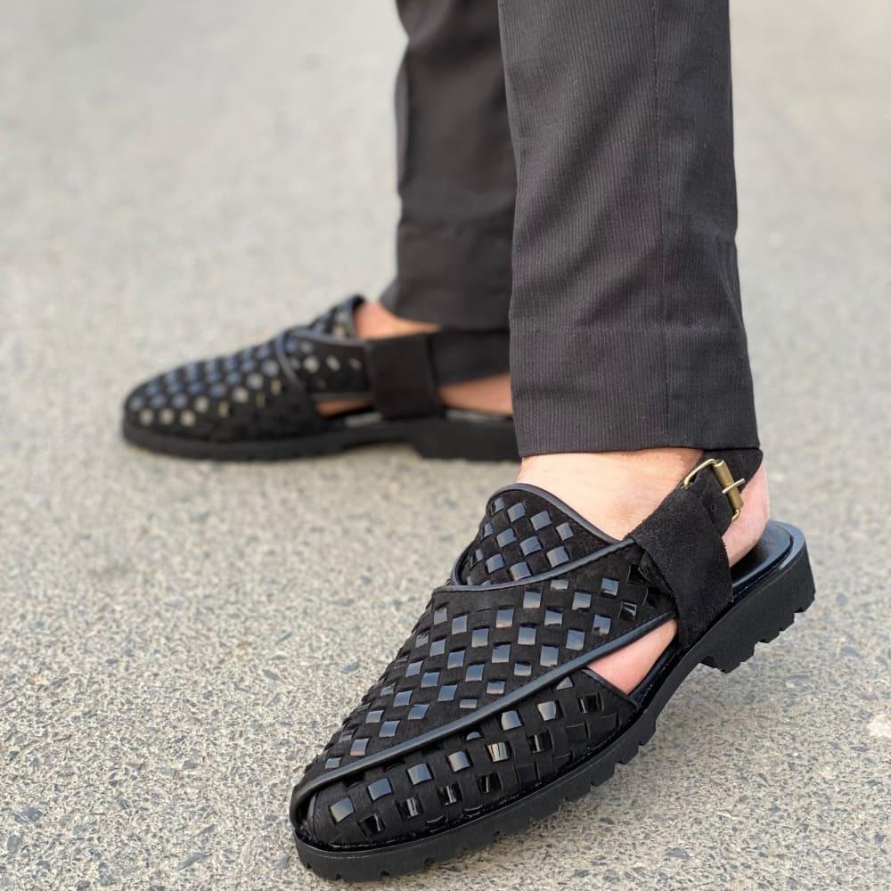LE Pure Leather Handmade Woven Black