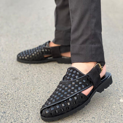 LE Pure Leather Handmade Woven Black