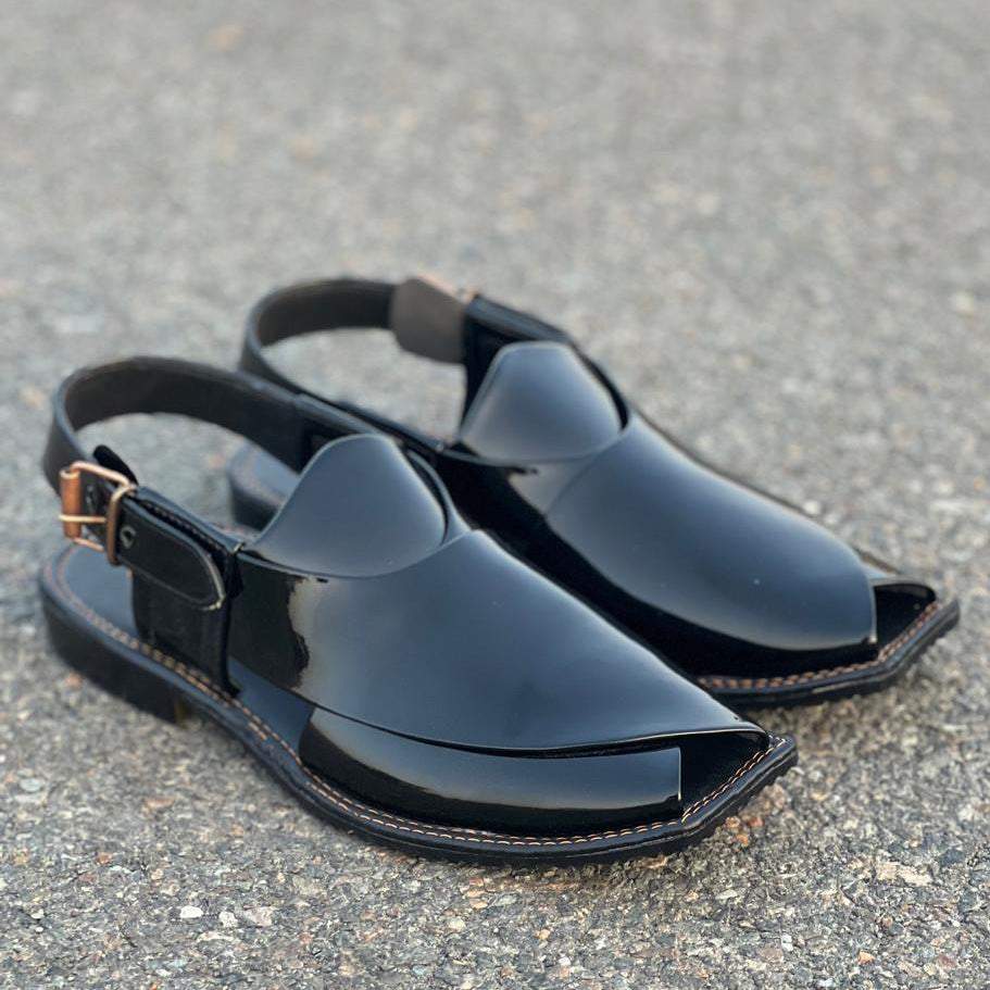 Hand Stitched Patent Black/Maroon Kheri