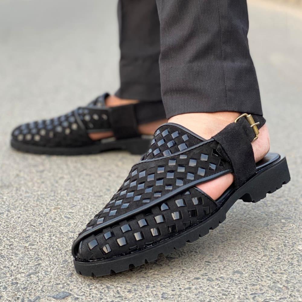 LE Pure Leather Handmade Woven Black