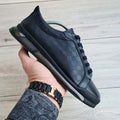 Checkerboard Pattern Leather Sneakers