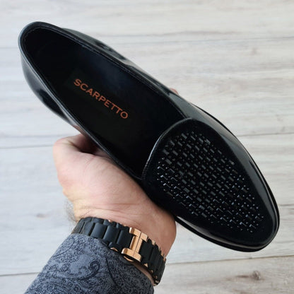 Leather Men's Loafer with Stone Details