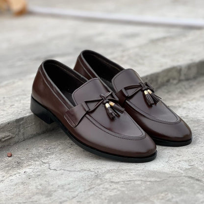 Brown/Black Leather Loafer Shoes-103