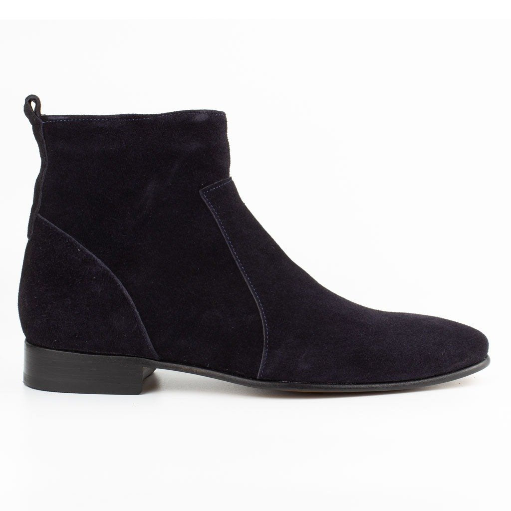 Raphael Navy Blue Men's Chelsea Genuine Suede Leather Boots