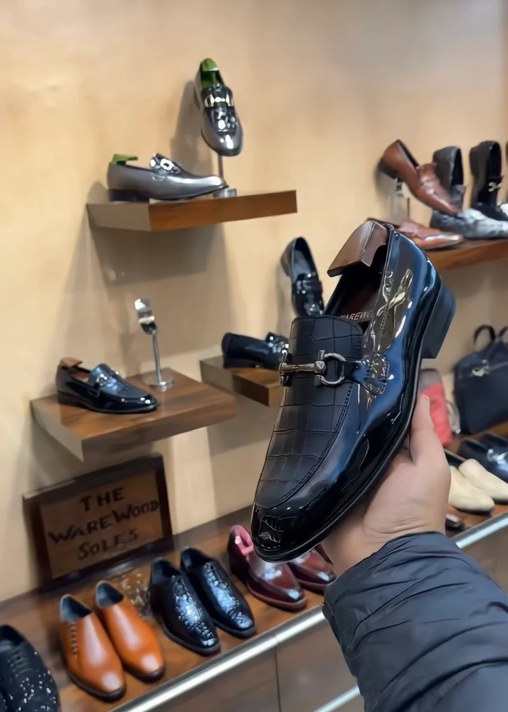 Matt Black Crocodile & Patent Moccasins