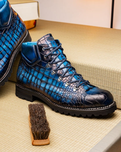 Lincoln Alligator Loafer - Ice Blue Patina