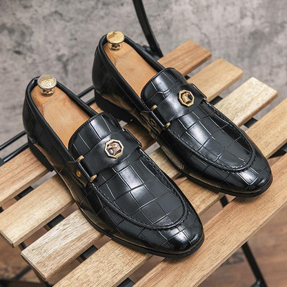 Mens Dress Shoes Slip-On Shoes Genuine Leather Loafers Shoes for Men - 0019