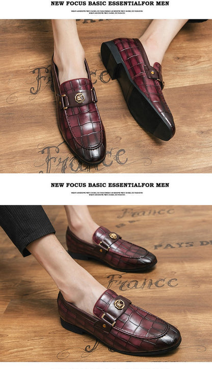 Mens Dress Shoes Slip-On Shoes Genuine Leather Loafers Shoes for Men - 0019