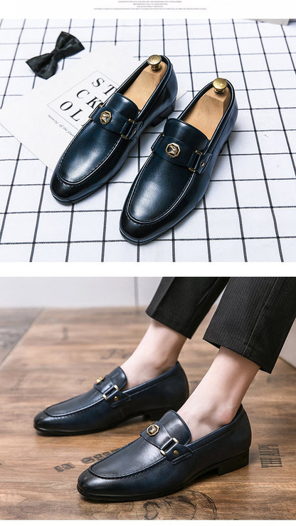 Mens Dress Shoes Slip-On Shoes Genuine Leather Loafers Shoes for Men - 0018