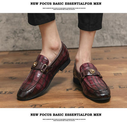 Mens Dress Shoes Slip-On Shoes Genuine Leather Loafers Shoes for Men - 0019
