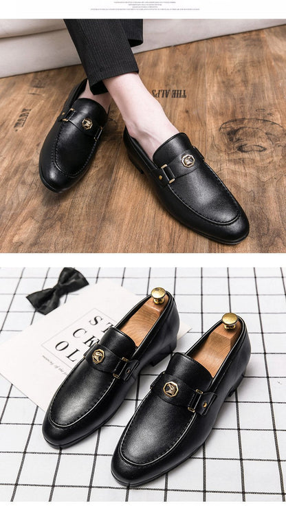 Mens Dress Shoes Slip-On Shoes Genuine Leather Loafers Shoes for Men - 0018