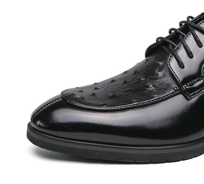 Ostrich Print Lace-Up Derby Shoes