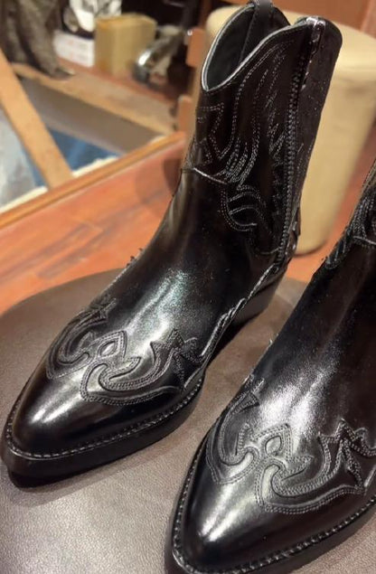 Cowboy Black Ankle Boots
