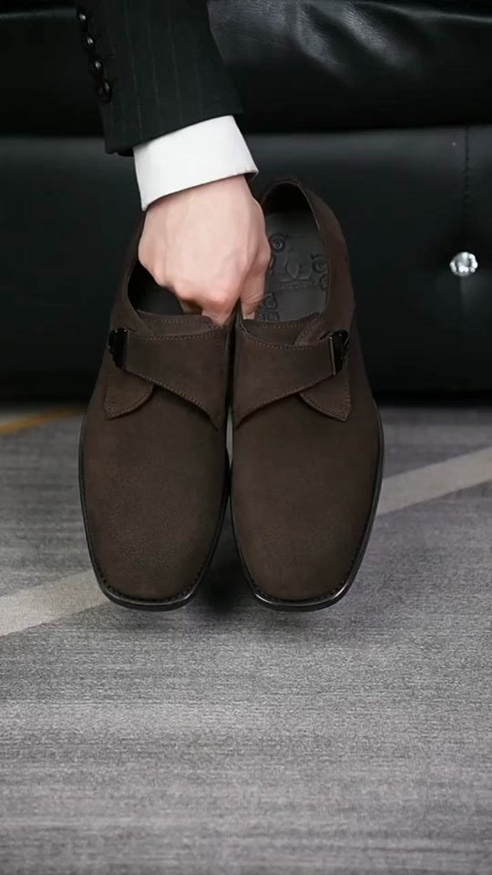 Monk Strap Leather Dress Shoes For Men Formal Business Office Wedding Oxfords